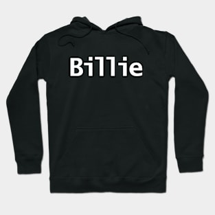 Billie Minimal Typography White Text Hoodie